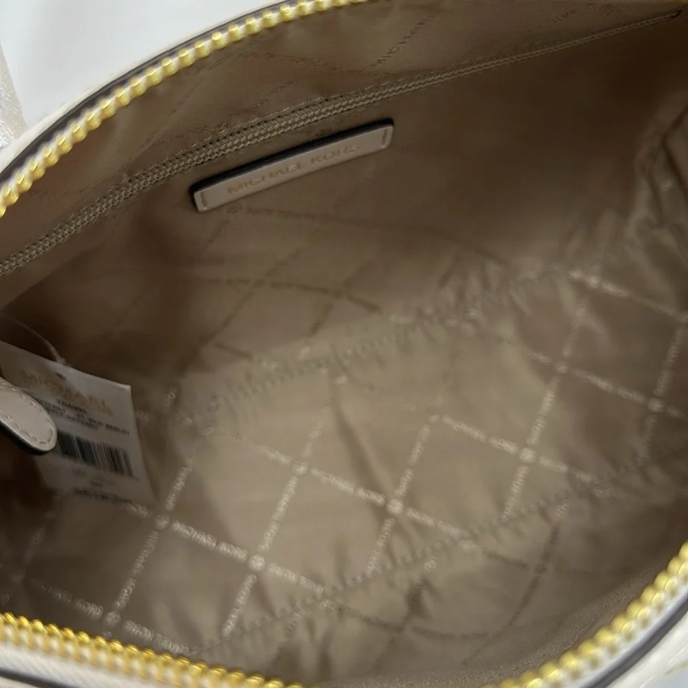 MICHAEL KORS JST TRAVEL MEDIUM DUFFLE SATCHEL SHOULDER CROSSBODY BAG Pale Gold